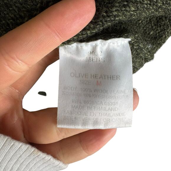 Woolrich Olive Heather Knit 100% Wool 1/4 Zip Pullover Layering Sweater - Picture 7 of 8